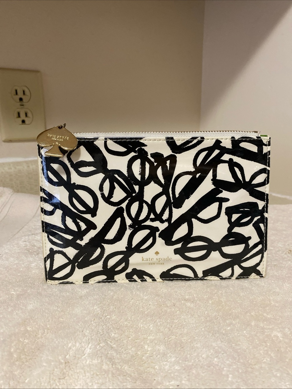 kate spade Black and White Scribble Print Cosmetic Pouch